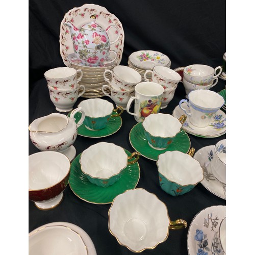 301 - Large selection of part tea services includes Sadler, Bell etc