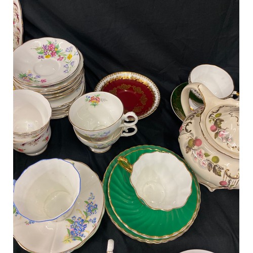 301 - Large selection of part tea services includes Sadler, Bell etc