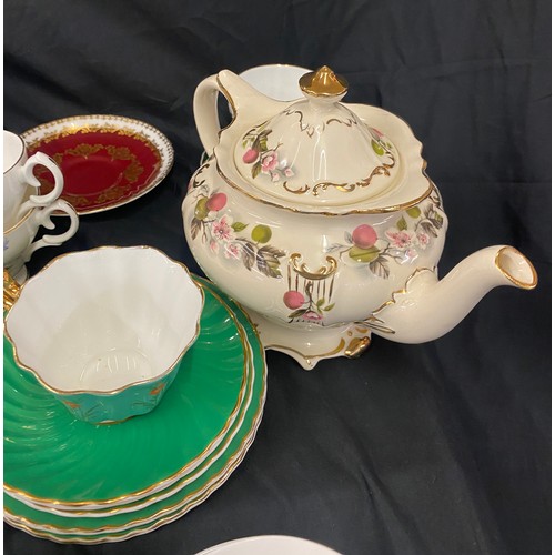 301 - Large selection of part tea services includes Sadler, Bell etc