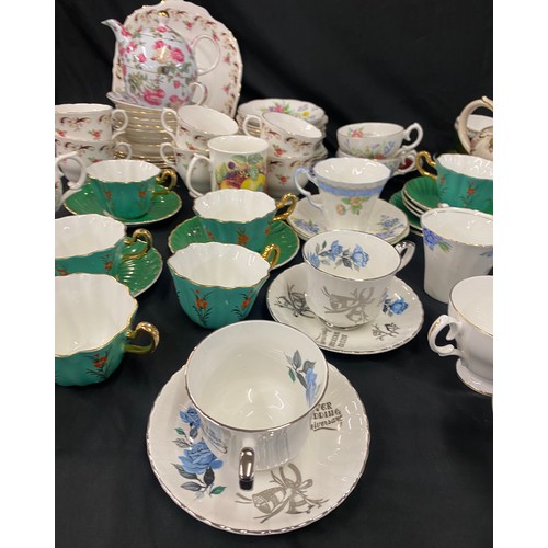 301 - Large selection of part tea services includes Sadler, Bell etc