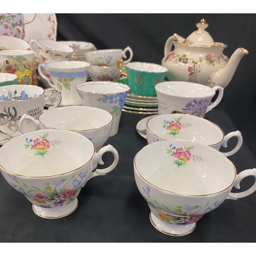 301 - Large selection of part tea services includes Sadler, Bell etc