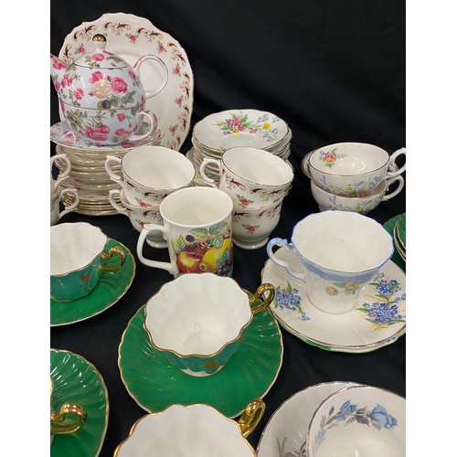 301 - Large selection of part tea services includes Sadler, Bell etc