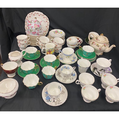 301 - Large selection of part tea services includes Sadler, Bell etc