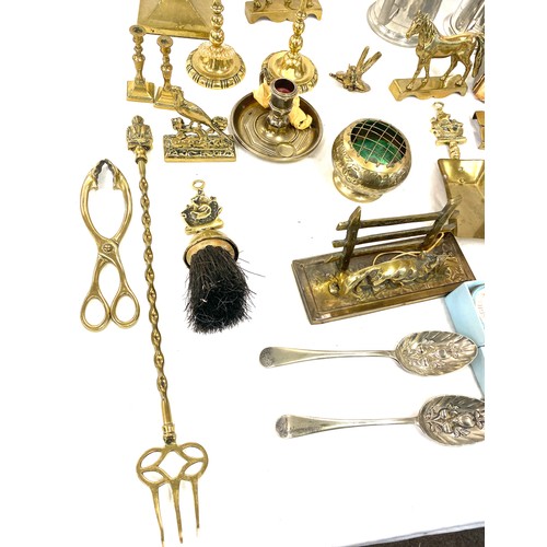 212 - Selection of assorted brass ware includes steins etc