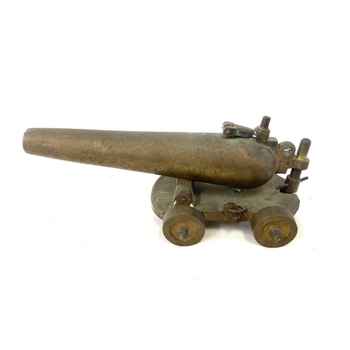 397 - Antique model brass cannon, barrel measures approximately 5.5 inches