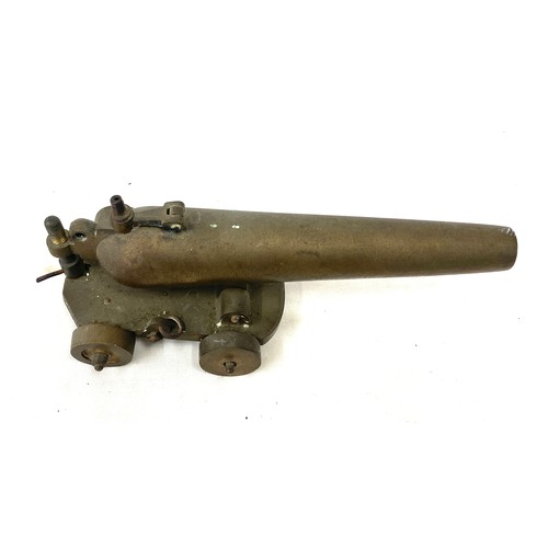 397 - Antique model brass cannon, barrel measures approximately 5.5 inches