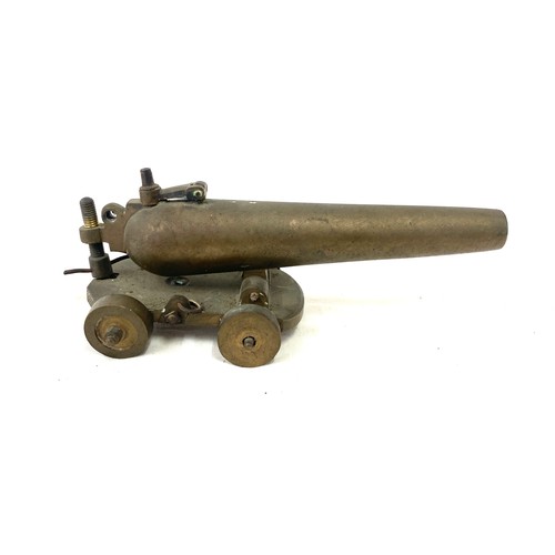 397 - Antique model brass cannon, barrel measures approximately 5.5 inches