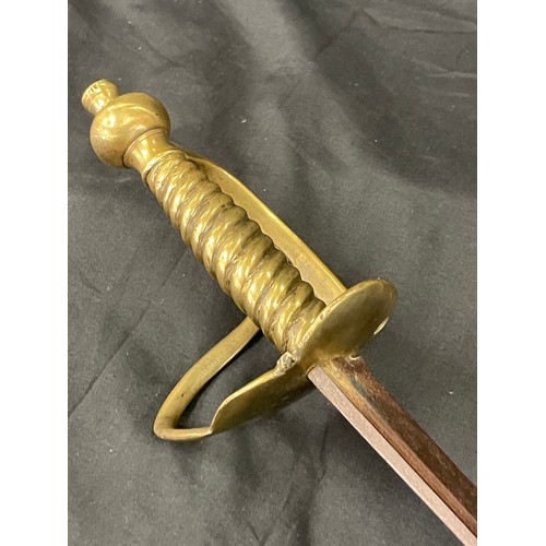 563 - British 1751 pattern infantry Hanger sword, the blade is marked with A 6 under a crown, total approx... 