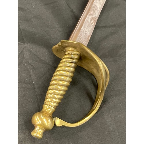 563 - British 1751 pattern infantry Hanger sword, the blade is marked with A 6 under a crown, total approx... 