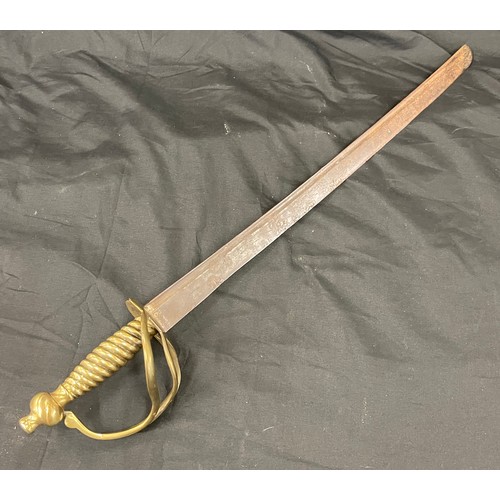 563 - British 1751 pattern infantry Hanger sword, the blade is marked with A 6 under a crown, total approx... 