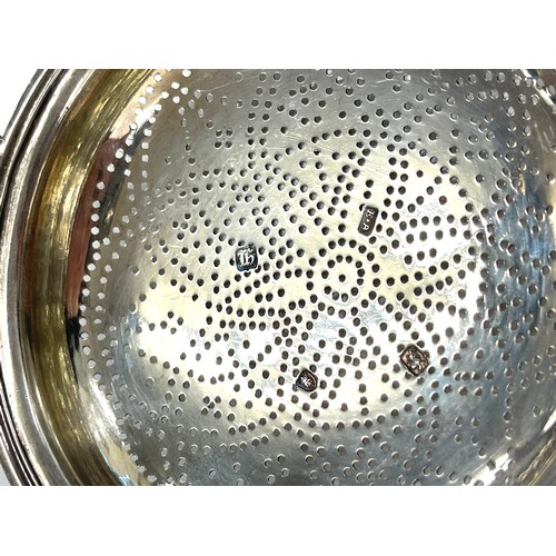 542 - Antique hallmarked sterling silver lemon strainer, London 1763, marker Edward Aldridge II