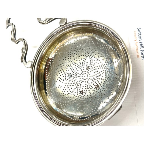 542 - Antique hallmarked sterling silver lemon strainer, London 1763, marker Edward Aldridge II