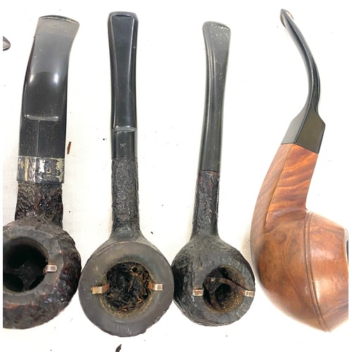 450 - Large selection of vintage smoking pipes, includes 2 silver rimmed, J&P etc