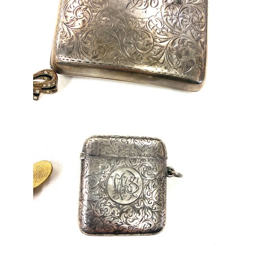 447 - Vintage Silver vesta case by Deakin and Francis and a silver cigarette case by William Henry Sparrow... 