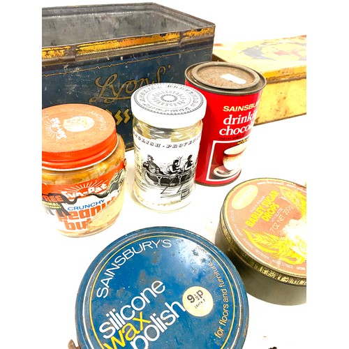 318 - Large collection of vintage packaging and advertising tins, to include Robin Starch, Rowntrees Cocoa... 