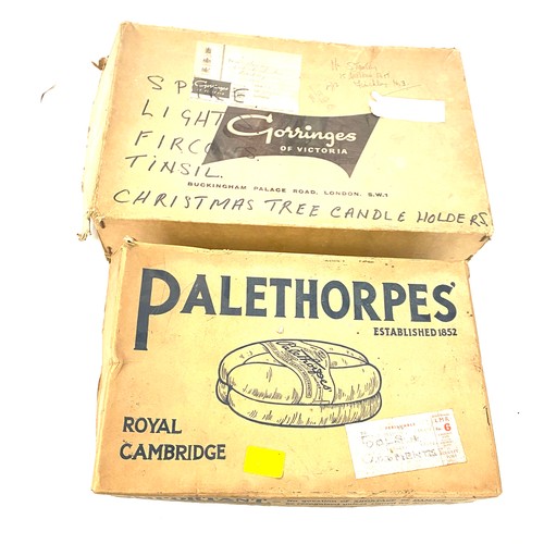 285 - 2 Vintage boxes includes palethorpes and Gorringes of victorian