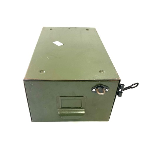 330 - Military style filing drawer, measures approx 6 inches tall 15 inches depth 9.5 inches wide