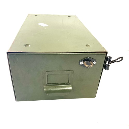 330 - Military style filing drawer, measures approx 6 inches tall 15 inches depth 9.5 inches wide