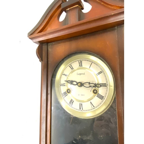 81 - Legend 31 day 2 key hole wall clock, with key and pendulum