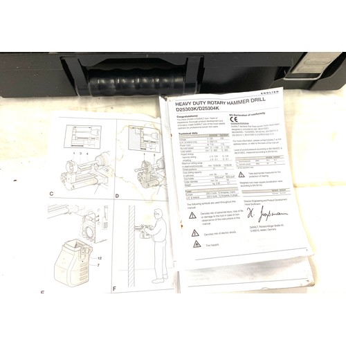 254 - Cased Dewalt heavy duty rotary hammer drill, untested