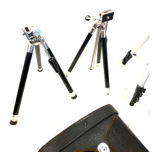 264 - Selection of camera equipment includes stands, Miranda binoculars etc