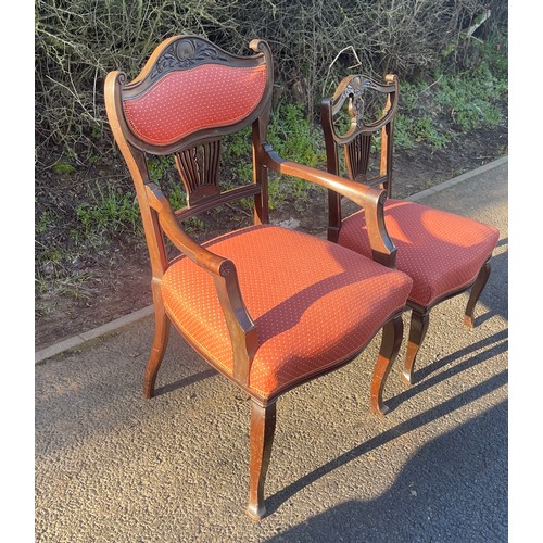 357 - 2 Vintage carved upholstered chairs