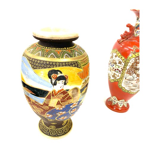 159 - Selection of oriental pottery includes hand painted vases, lidded vases etc