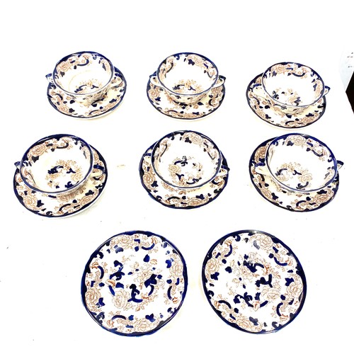 383 - Masons mandalay 6 Piece soup set includes 6 soup bowls and 6 saucers , over all good condition