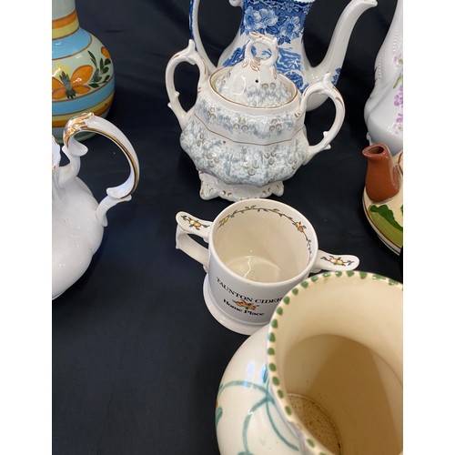 314 - Large selection of vintage and later Tea pots, Vases, Jugs etc