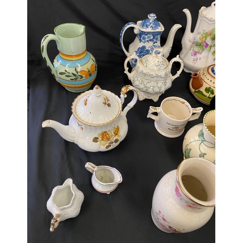 314 - Large selection of vintage and later Tea pots, Vases, Jugs etc