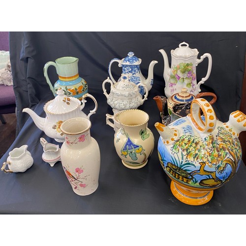 314 - Large selection of vintage and later Tea pots, Vases, Jugs etc