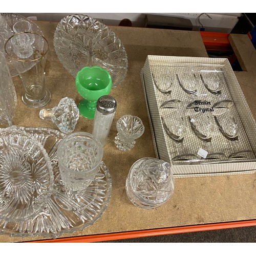 377 - Large selection of vintage and later glassware includes boxed Stuart crystal, decanters etc