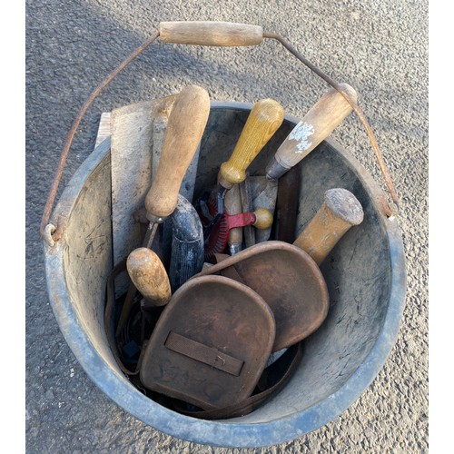 100F - Bucket of assorted building tools