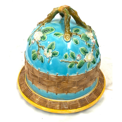 146 - Large Antique George Jones majolica stilton cheese dome