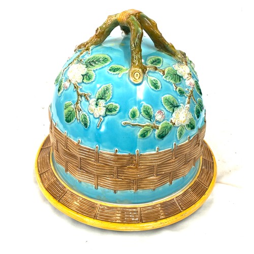 146 - Large Antique George Jones majolica stilton cheese dome