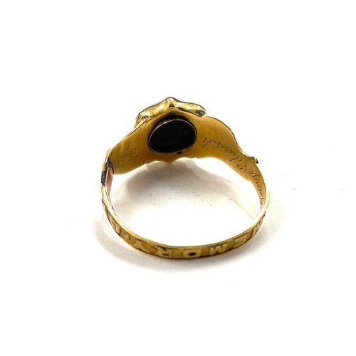 402 - Antique victorian ladies memorial ring 18ct hallmarks 