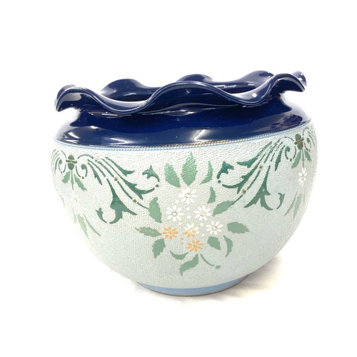 145 - Art Nouveau hand painted jardiniere by Langley Mill. 8 inches tall 9 inches diameter