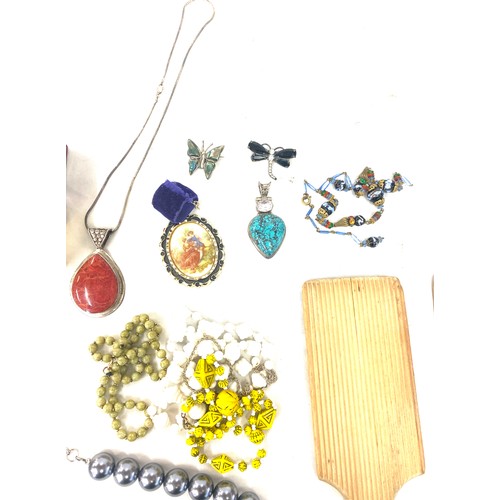 456 - Selection of silver and costume jewellery includes Tigers eye ring, Wedding cake beads, watches etc