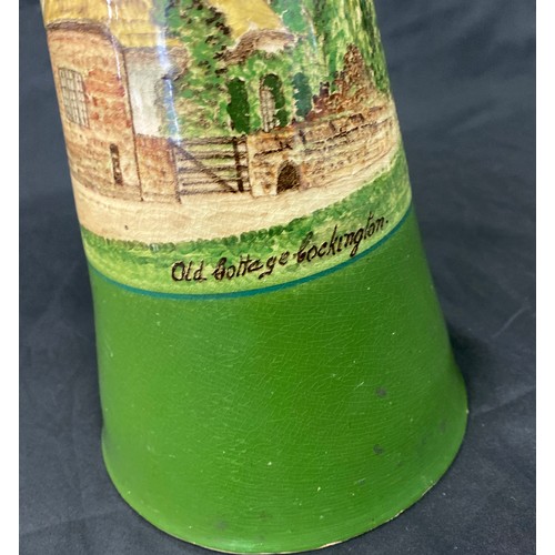 83 - Vintage torque hand painted vase, height approx 12 inches