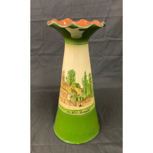 83 - Vintage torque hand painted vase, height approx 12 inches