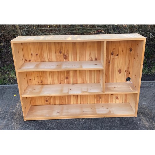 635 - Pine bookcase measures approx 36.5 inches tall 51 inches wide 10.5 inches