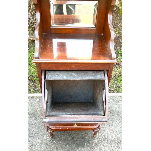 613 - Mahogany victorian mirror backed coal box, height approx 41 inches tall 16 inches wide 12.5 inches d... 