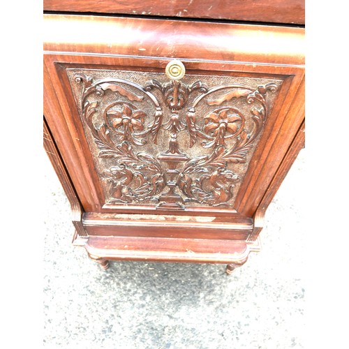 613 - Mahogany victorian mirror backed coal box, height approx 41 inches tall 16 inches wide 12.5 inches d... 