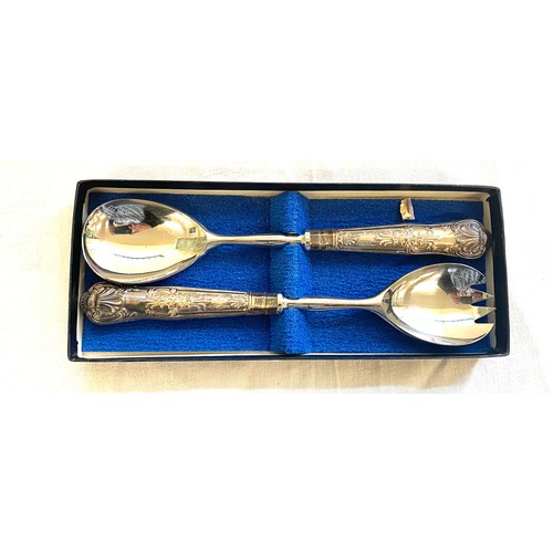 437 - Harrisons Bros hallmarked silver serving / salad spoons