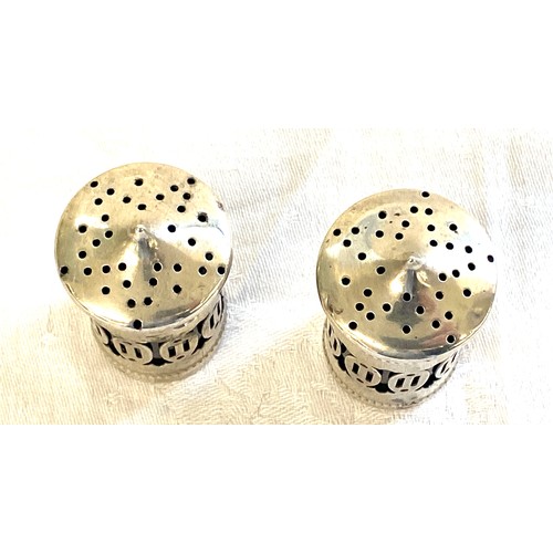 434 - Sterling silver salt and pepper pots with blue liners