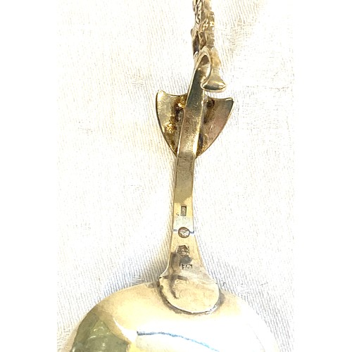 438 - Hallmarked rare silver hanging Dutch caddy spoon