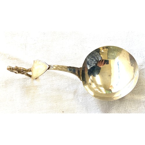 438 - Hallmarked rare silver hanging Dutch caddy spoon