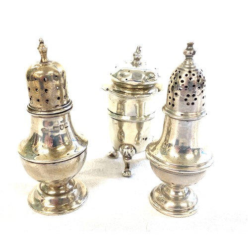 463 - 3 Hallmarked pepper pots and 1 salt