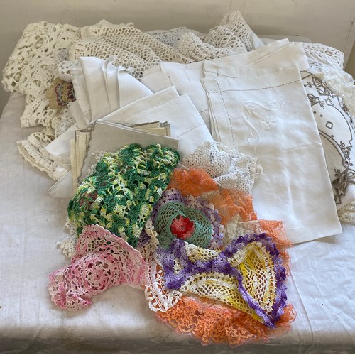 288 - Embroidered and crochet linen