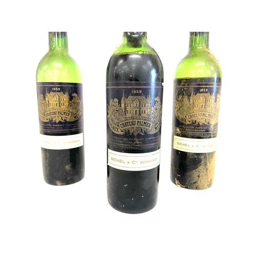 168 - 1959 Margaux Chateau Palmer Medoc, Sichel & Co Bordeaux Red wine, sealed, plus 2 additional bottles ... 